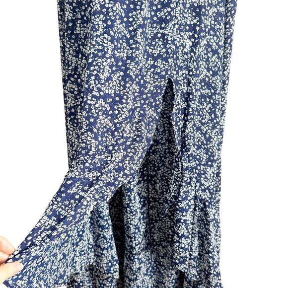 LULUS Fleurtation Floral Print Off Shoulder Midi Dress Navy Blue Medium M - Picture 6 of 12